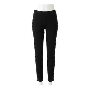 Jennifer Lopez JLo Black Embellished Studded Stretch Pull On Pants Leggings L